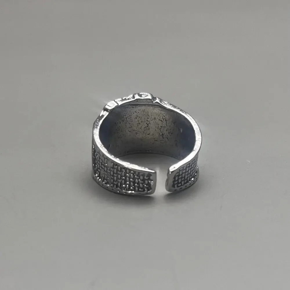 Y2K Deck of Cards Silver Ring – Adjustable Chrome Vintage Style, Unisex, New
